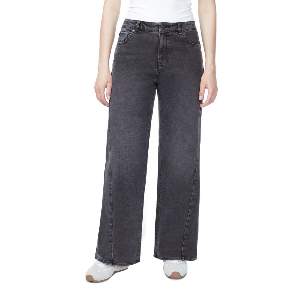 Hudson Womens Seamed Wide Leg Jeans Black Wash High Waist Size 8 NWT
